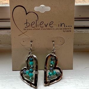 BELIEVE IN..by L&J Asymmetrical Heart Drop Earrings